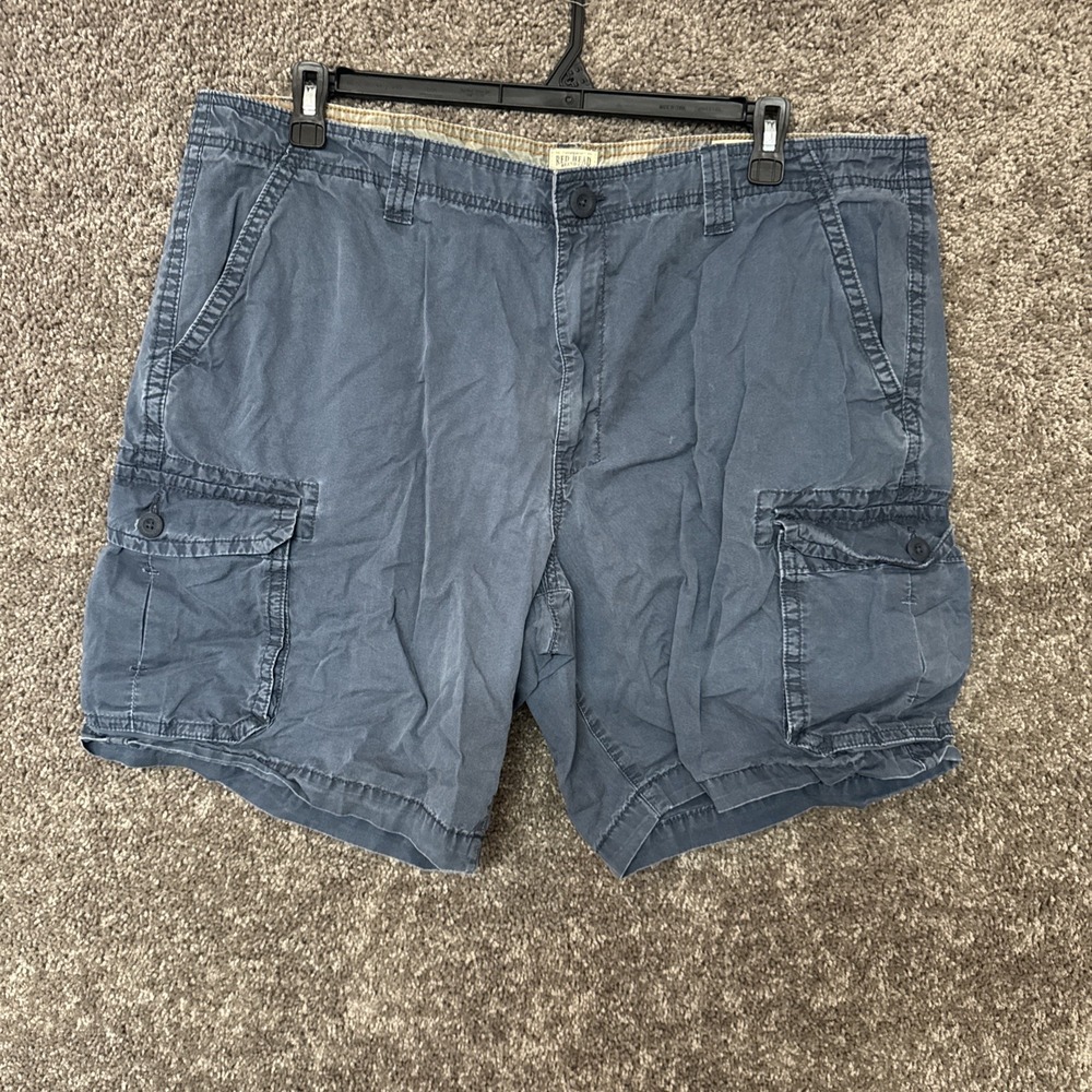 RedHead Mens Blue Cotton Cargo Shorts Sz 42 Outdoor Utility Workwear 100% Cotton